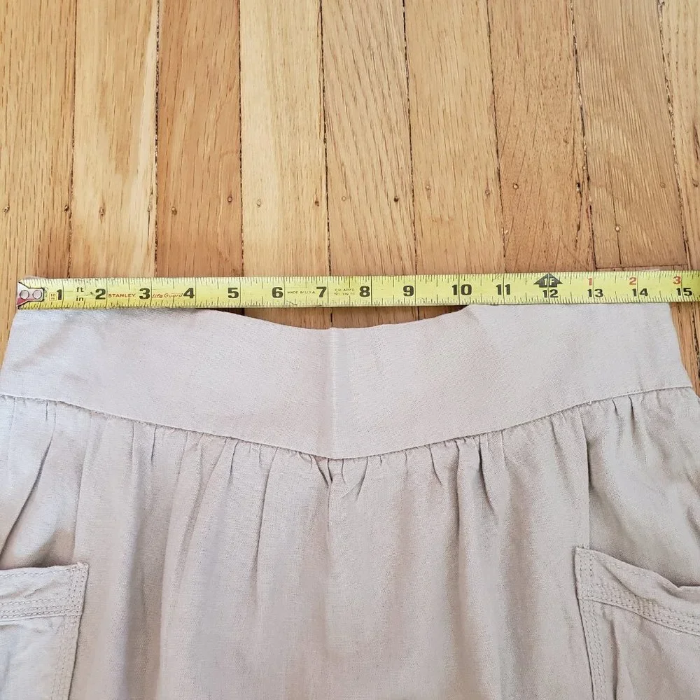 Old Navy Linen Blend Skirt Khaki Elastic Waist M